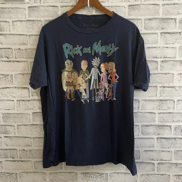 Men’s Rick & Morty Adult Swim Ripple Junction navy blue t-shirt XL - Picture 1 of 2